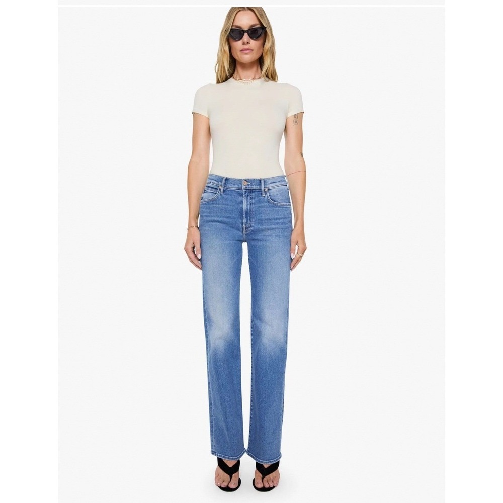 MOTHER Superior The Kick It Jeans Never Let Go Blue Straight Leg Size 34